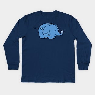 Blue Star Elephant Kids Long Sleeve T-Shirt